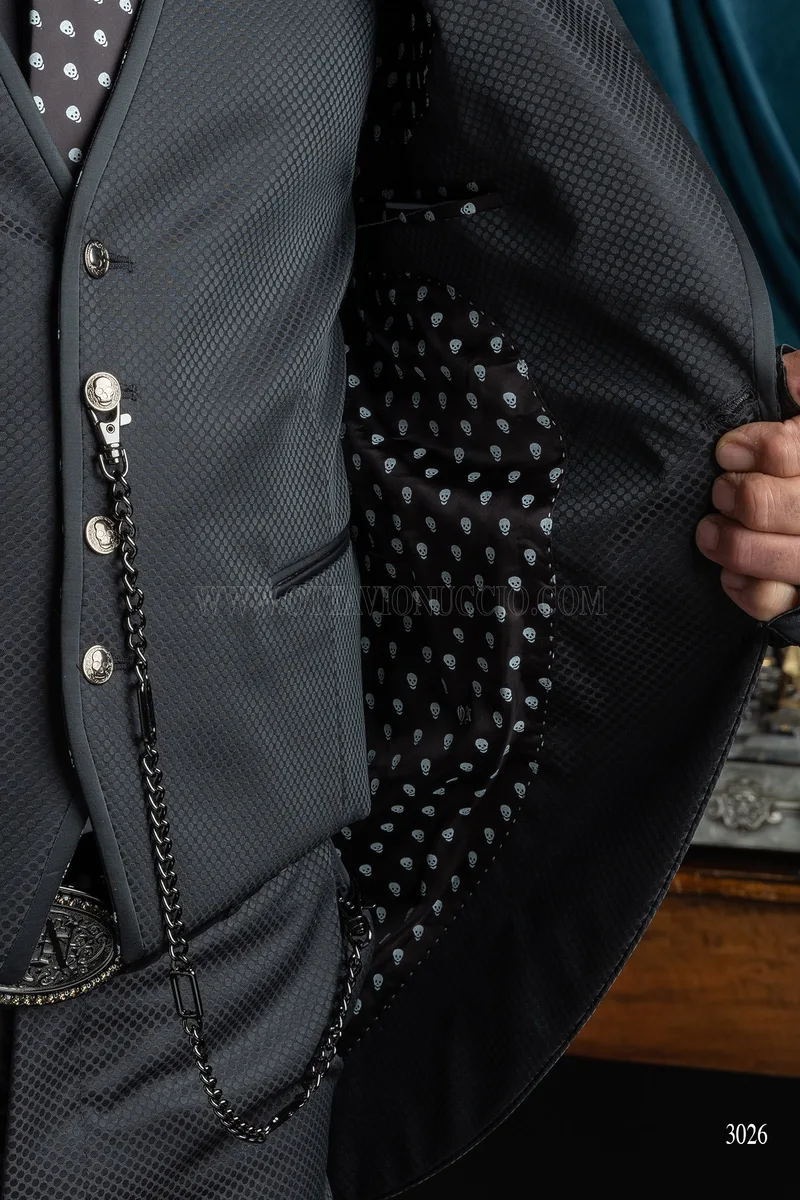Abito da cerimonia uomo moda nero 3 pezzi 4