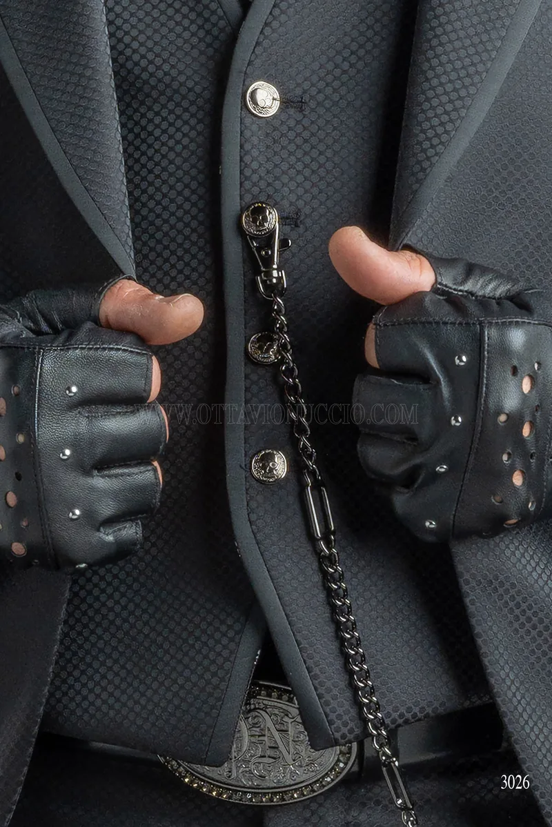 Abito da cerimonia uomo moda nero 3 pezzi 5