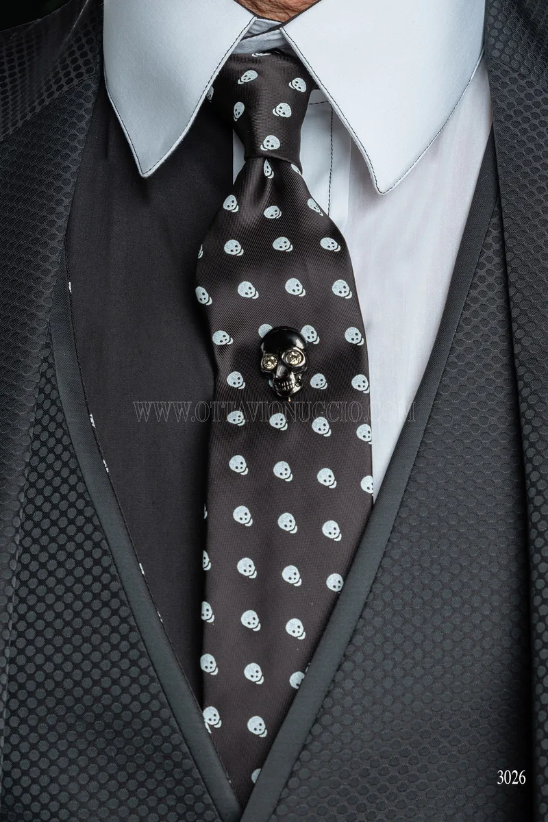 Abito da cerimonia uomo moda nero 3 pezzi 7