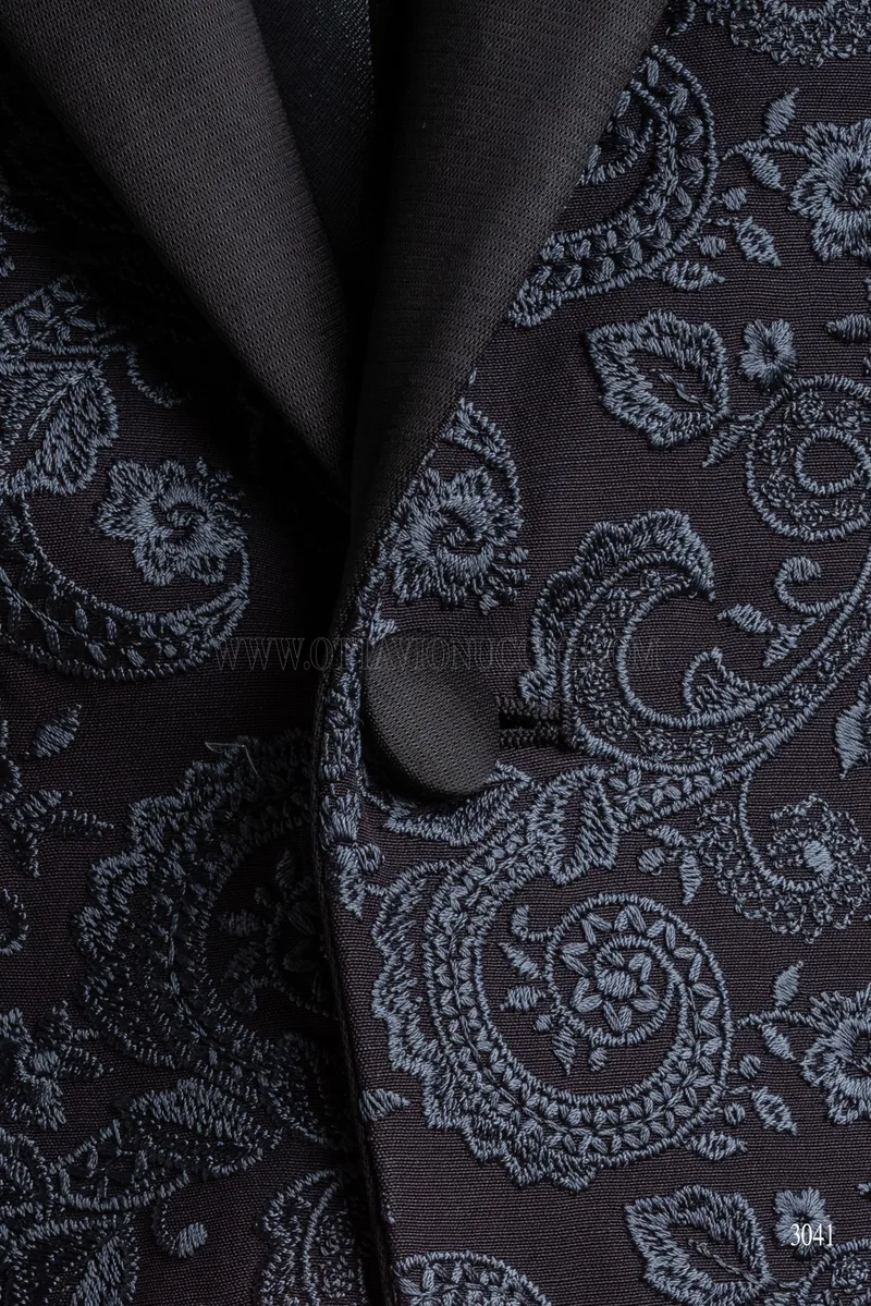 Giacca ricamata grigio elegante particolare da uomo per feste 4