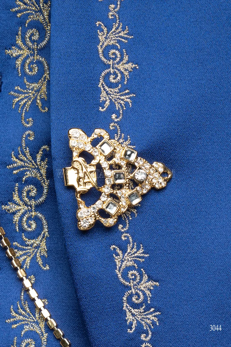 Abito uomo ricamato oro in stile barocco blu royal 6