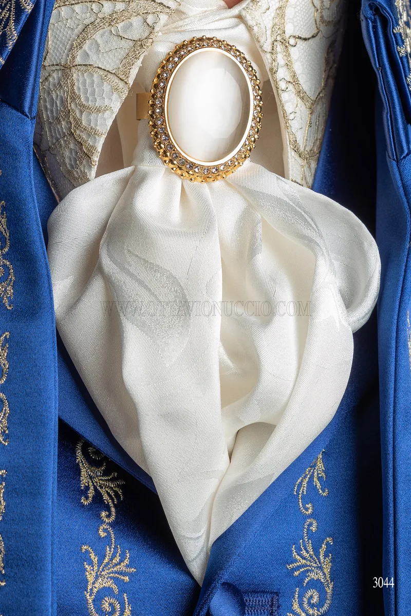 Abito uomo ricamato oro in stile barocco blu royal 8