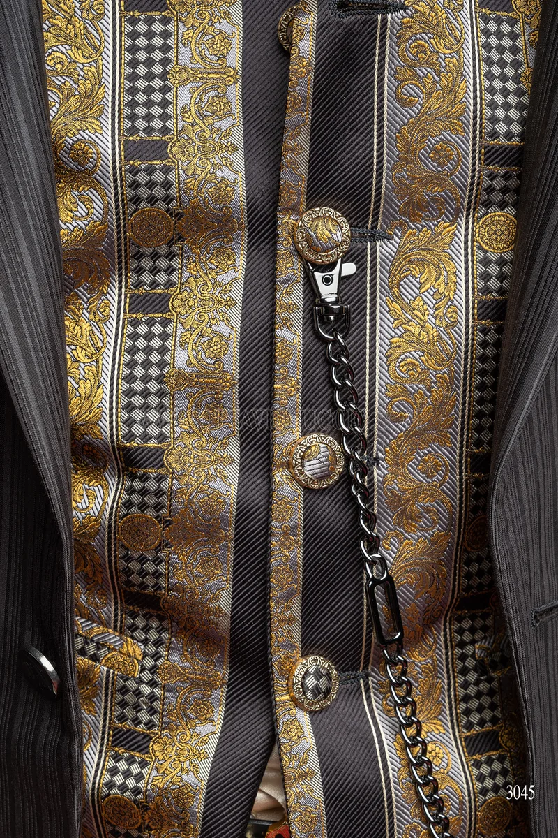 Vestito uomo stile steampunk gessato nero - Disponibilità Limitata 6