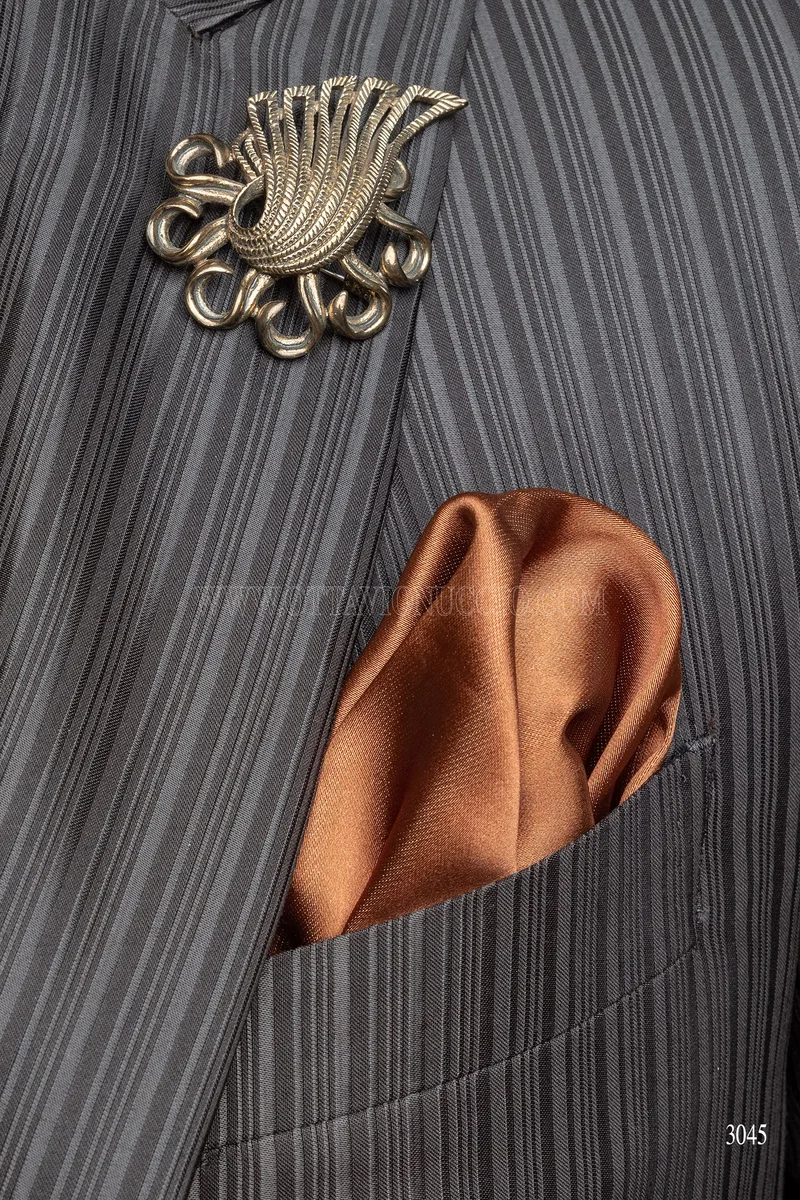 Vestito uomo stile steampunk gessato nero - Disponibilità Limitata 8