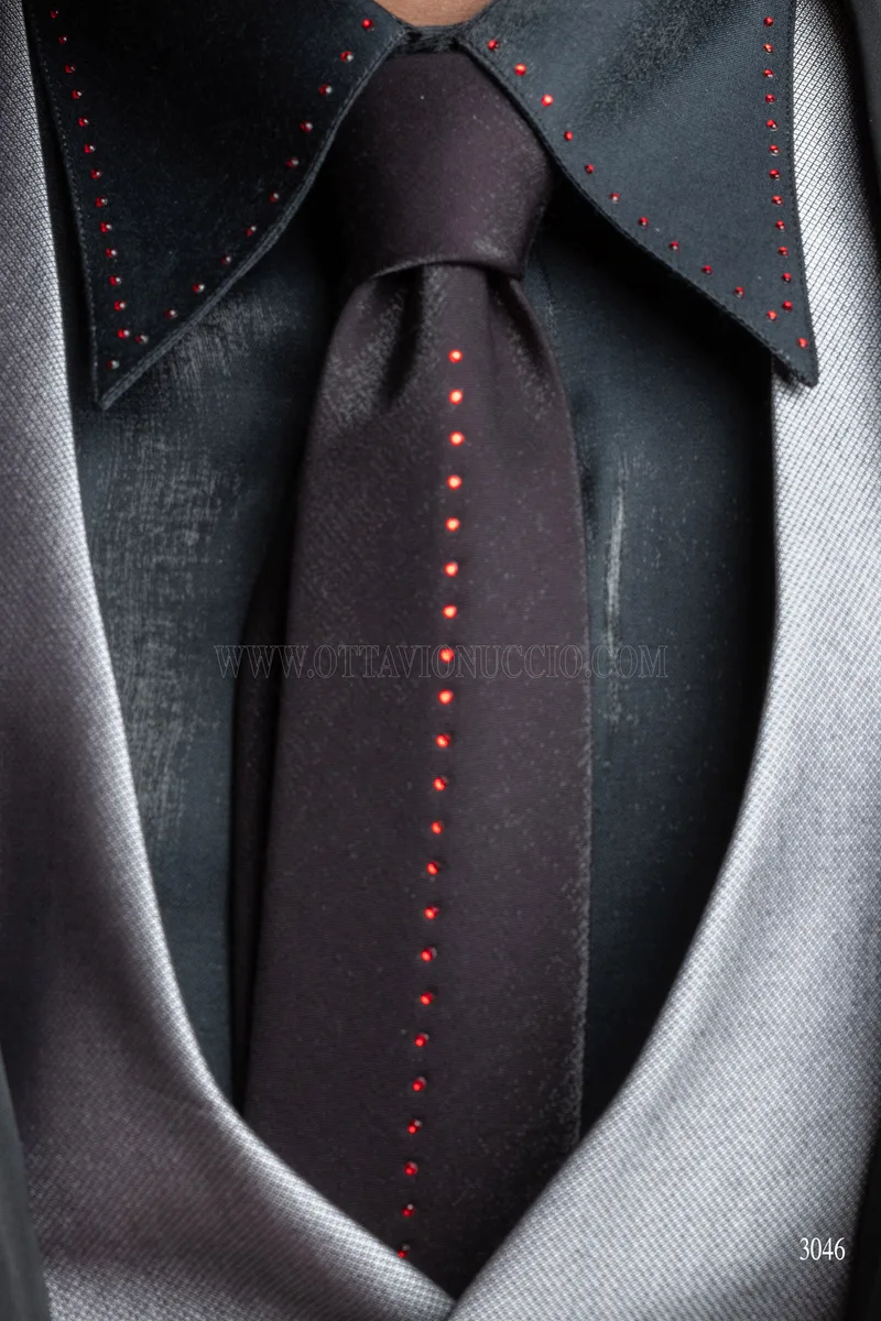 Frack bordeaux stile steampunk uomo con rever a contrasto - Disponibilità Limitata 4