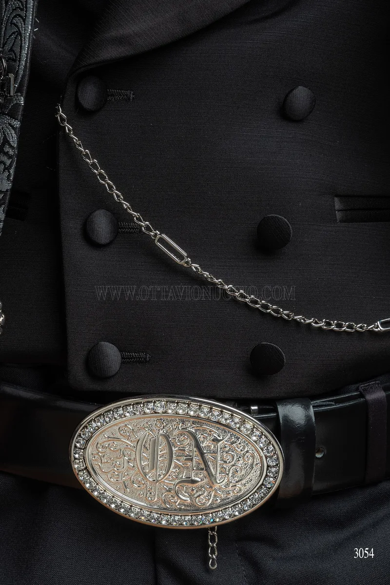 Giacca stile gotico coreana damascata di lusso argento e nero 7