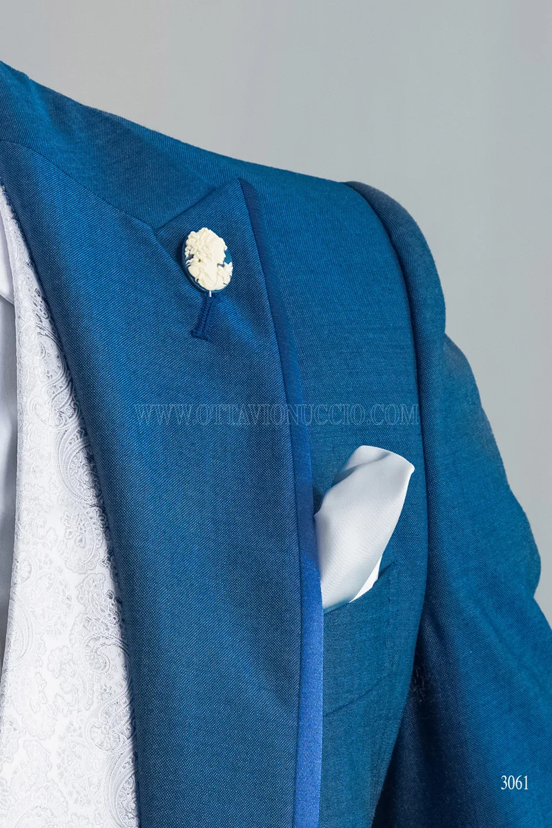Demi-tight in lana mohair blu royal con gilet damascato – Accessori