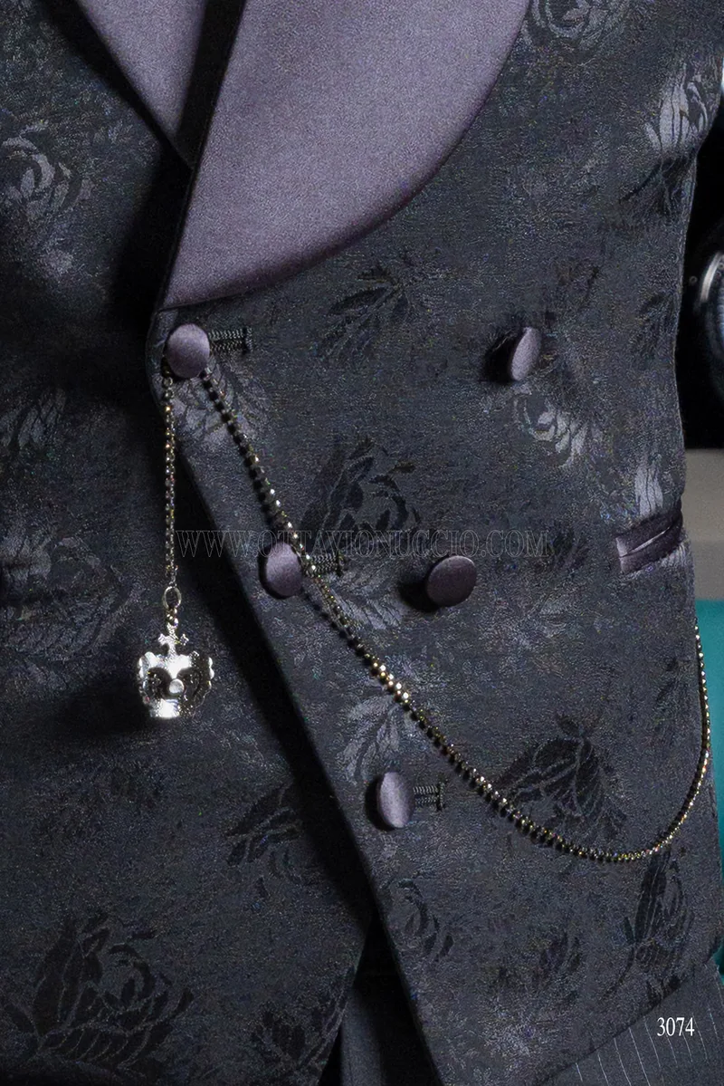 Smoking sciallato bianco, pantalone e gilet nero – Bottoni