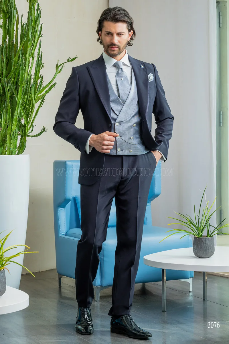 Blue italian wedding suit for men – Full-length view