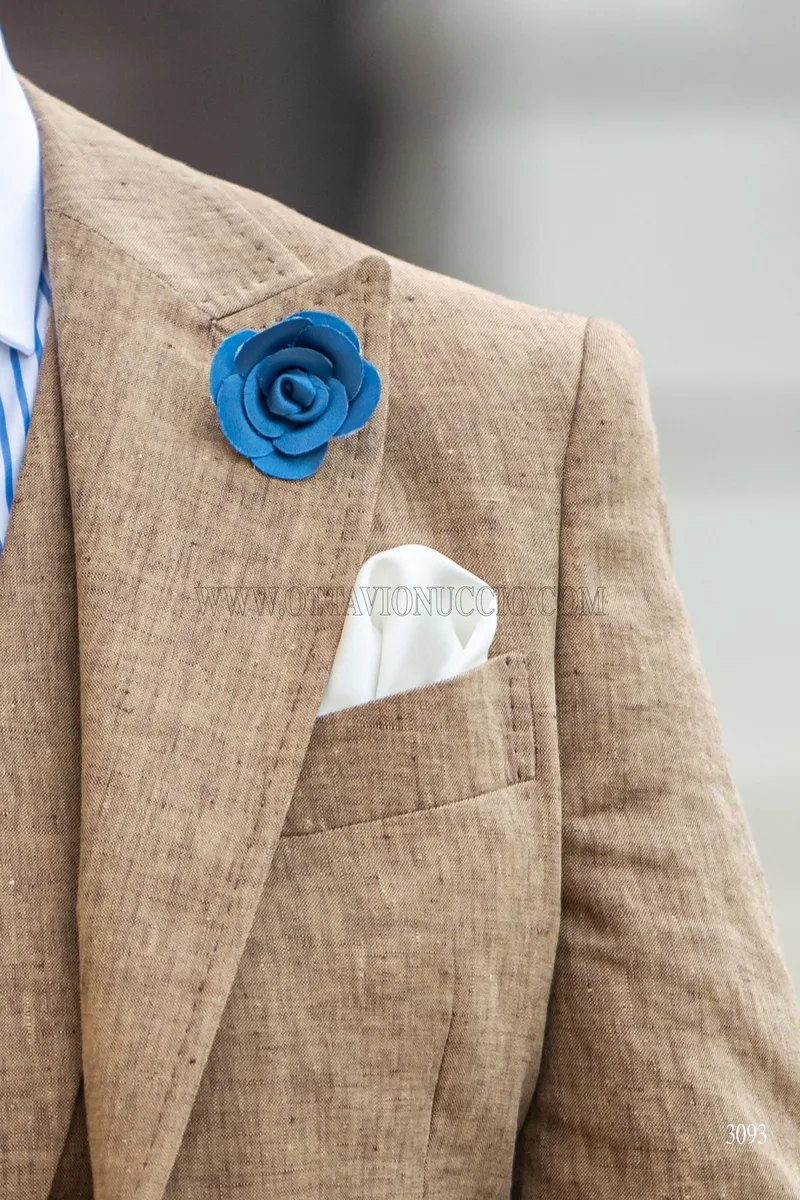 Abito matrimonio country chic uomo lino marrone chiaro 5