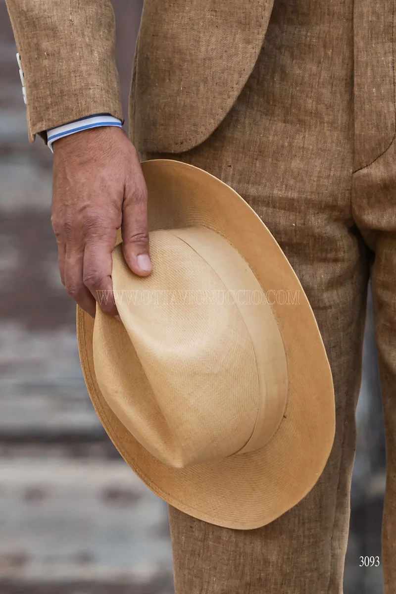 Abito matrimonio country chic uomo lino marrone chiaro 7