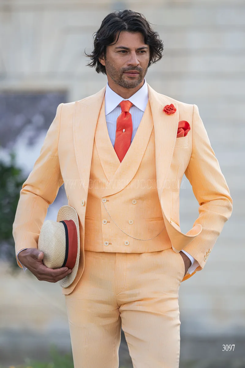 Abito da cerimonia uomo boho chic arancio 1