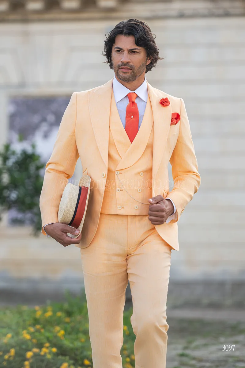 Abito da cerimonia uomo boho chic arancio 2
