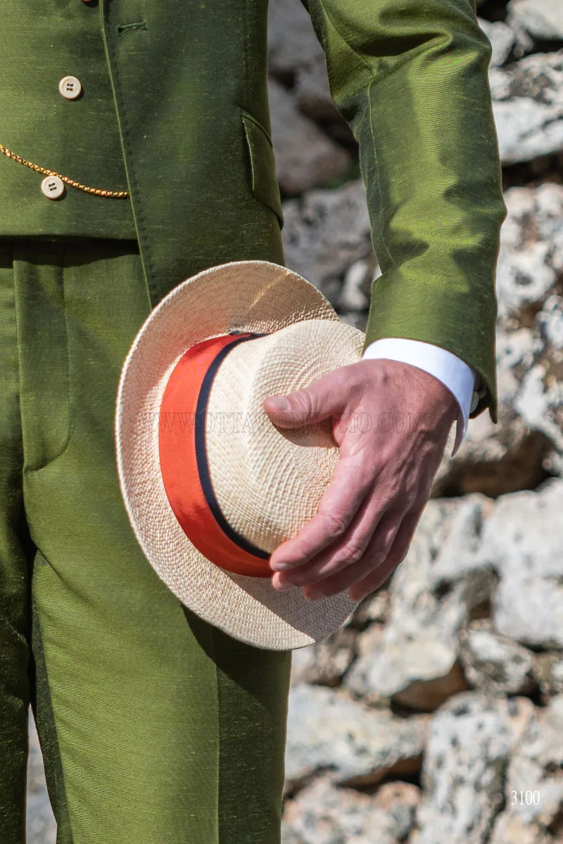 Abito da cerimonia uomo verde oliva con gilet sciallato 6
