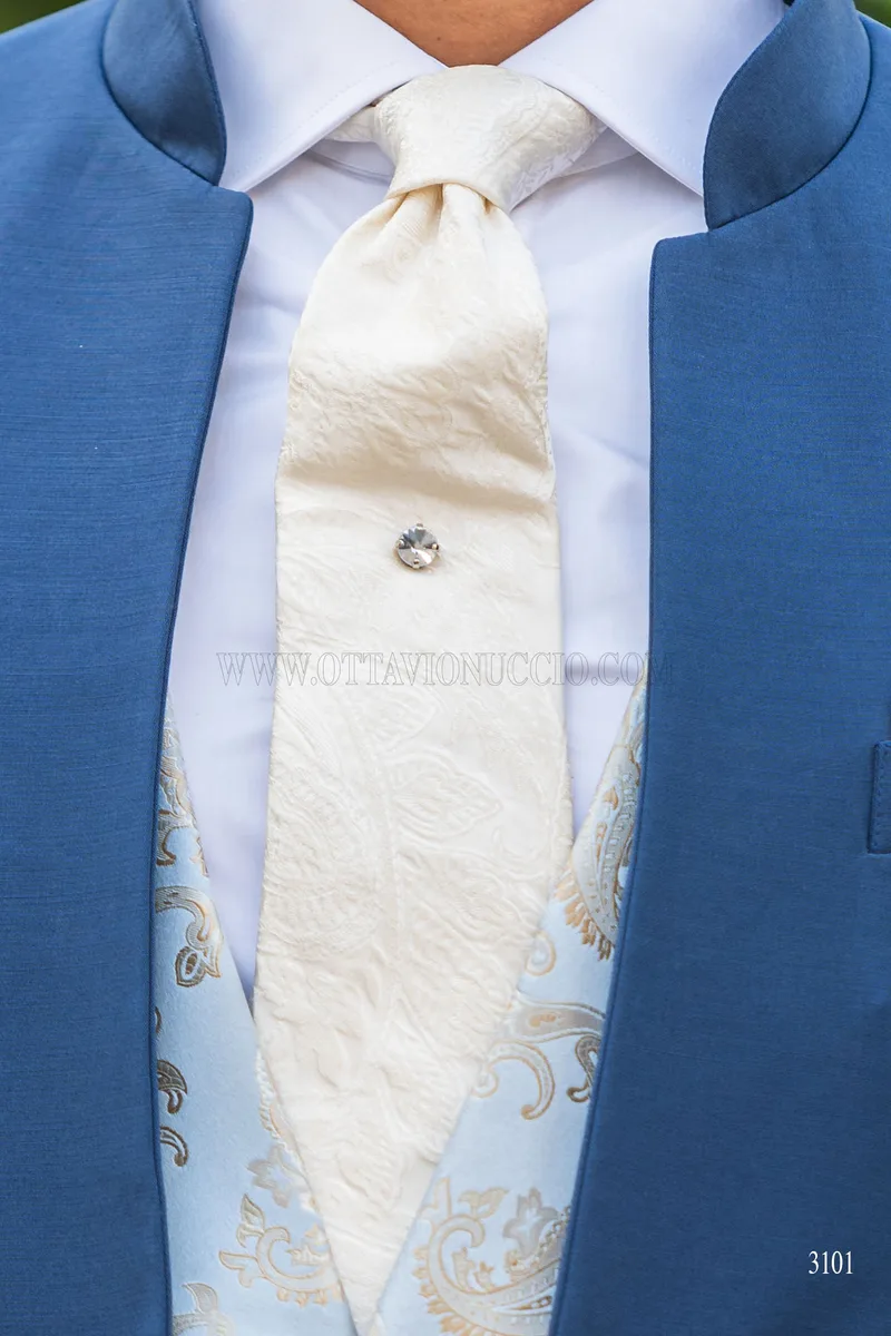 Abito coreano da sposo blu royal 5