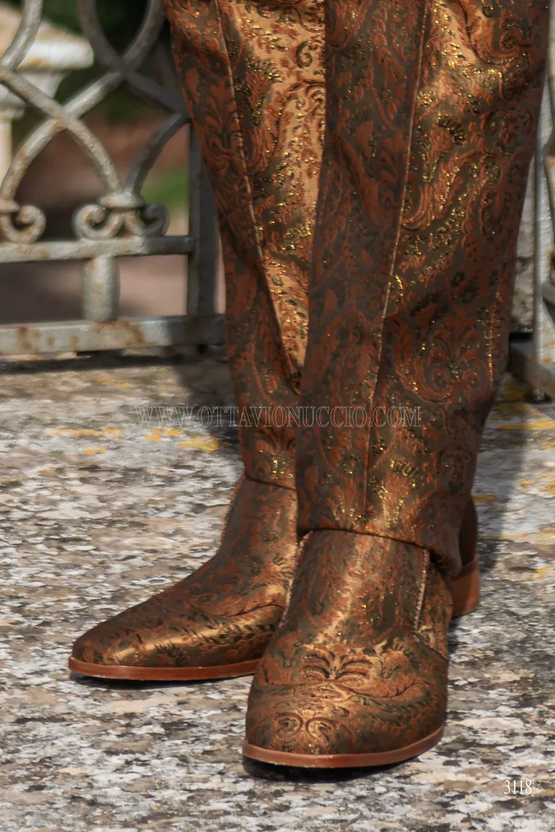 Abito sposo barocco broccato oro collo Napoleonico 9