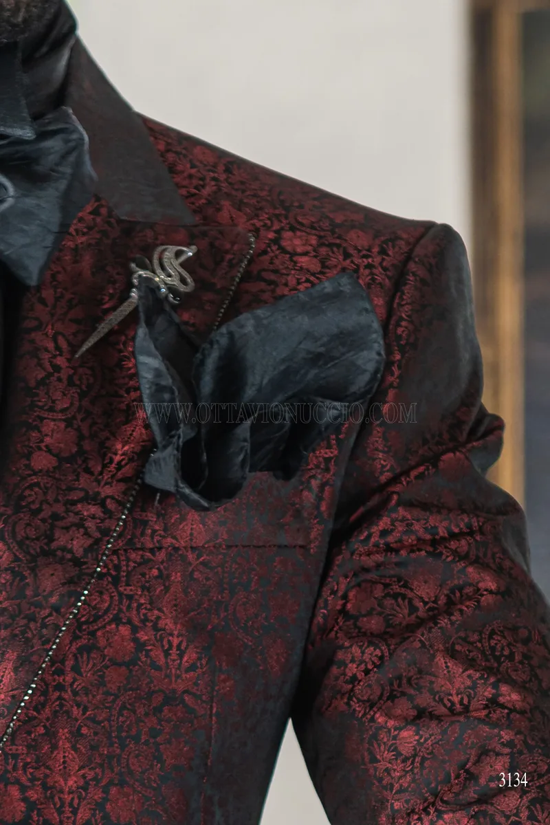 Frac uomo gotico damascato floreale bordeaux 6