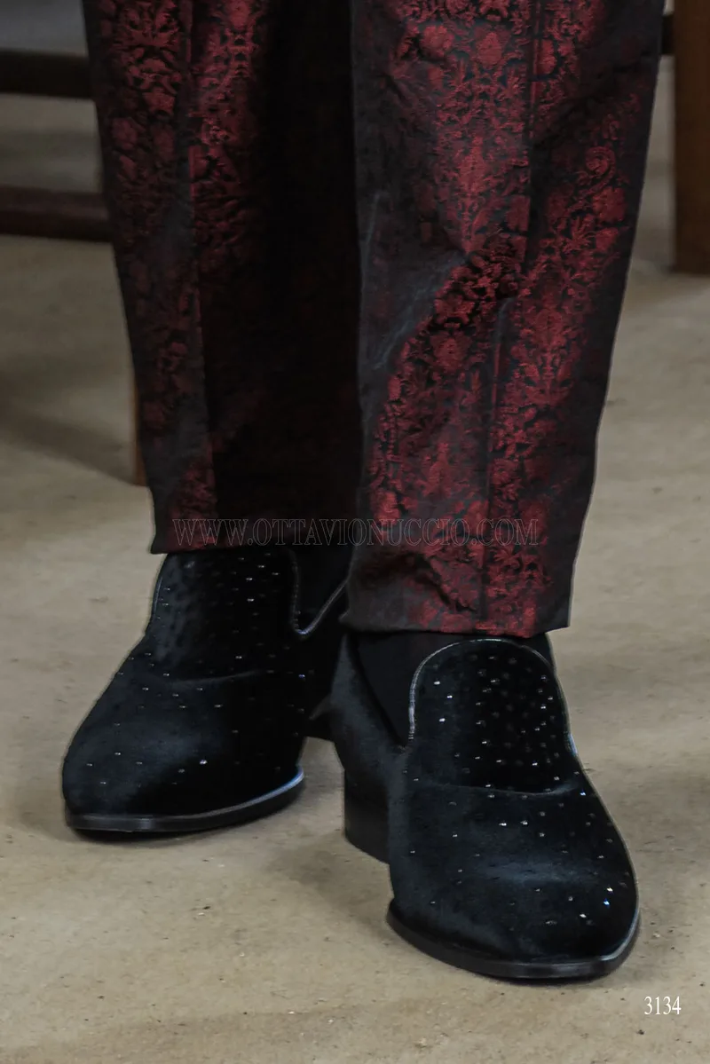 Frac uomo gotico damascato floreale bordeaux 8