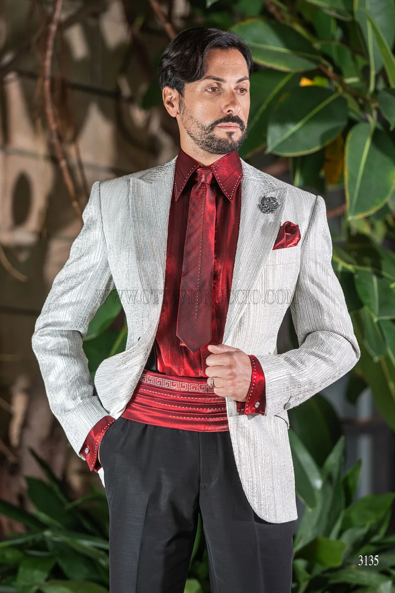 Blazer da uomo bianco argento 1