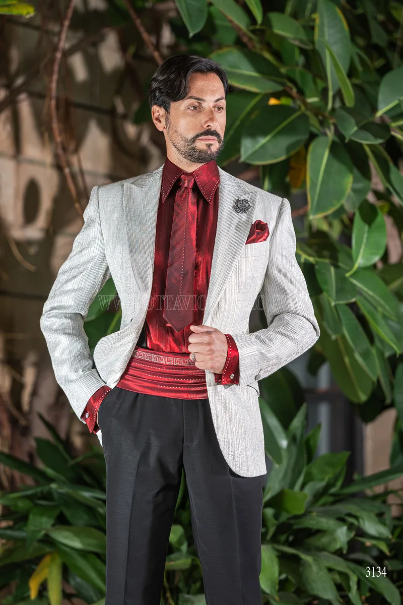 Blazer da uomo bianco argento 2