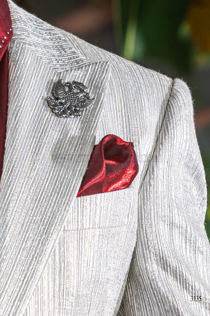 Blazer da uomo bianco argento 4