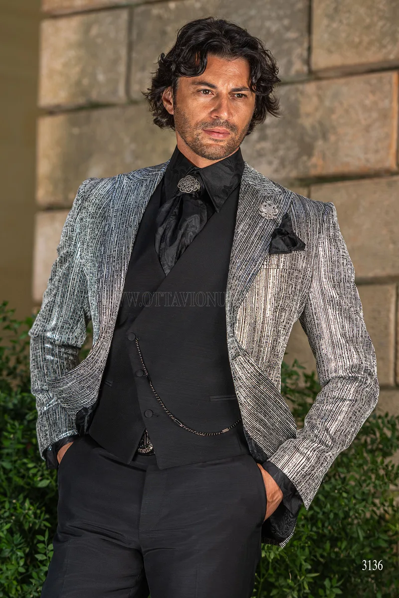 Blazer da uomo argento e nero 1