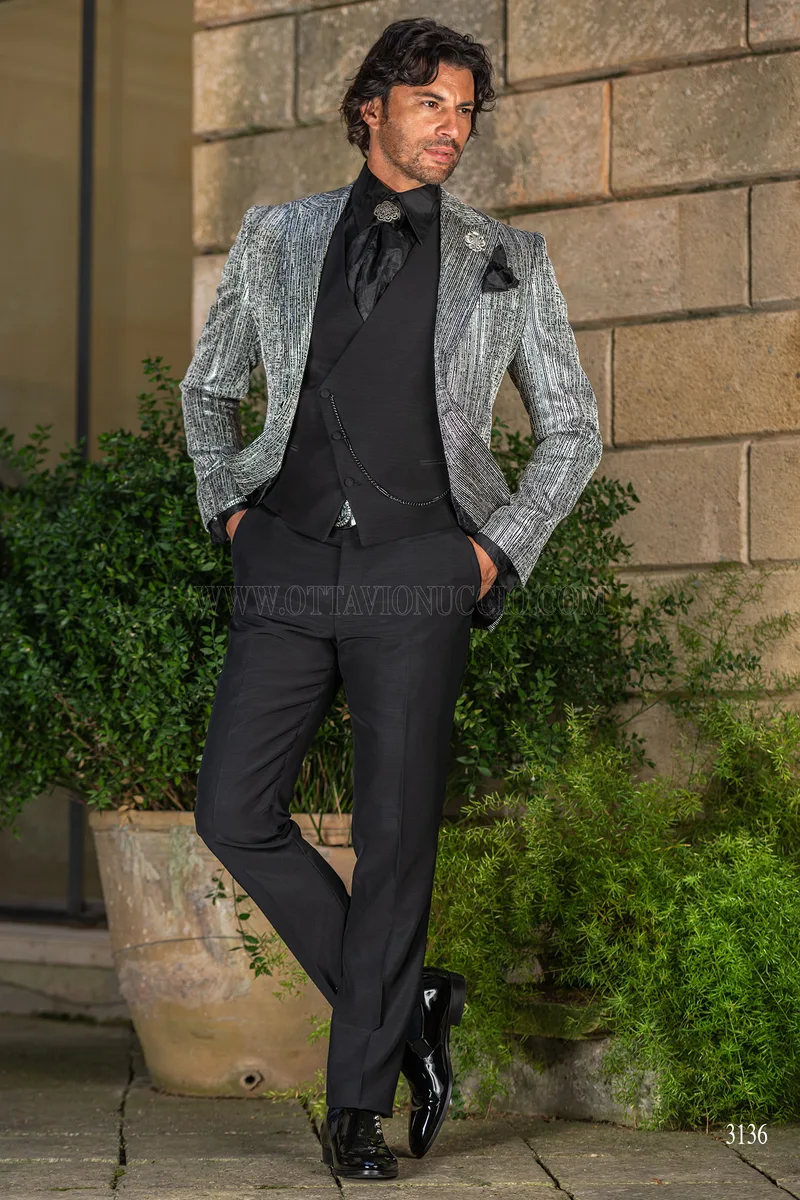 Blazer da uomo argento e nero 3