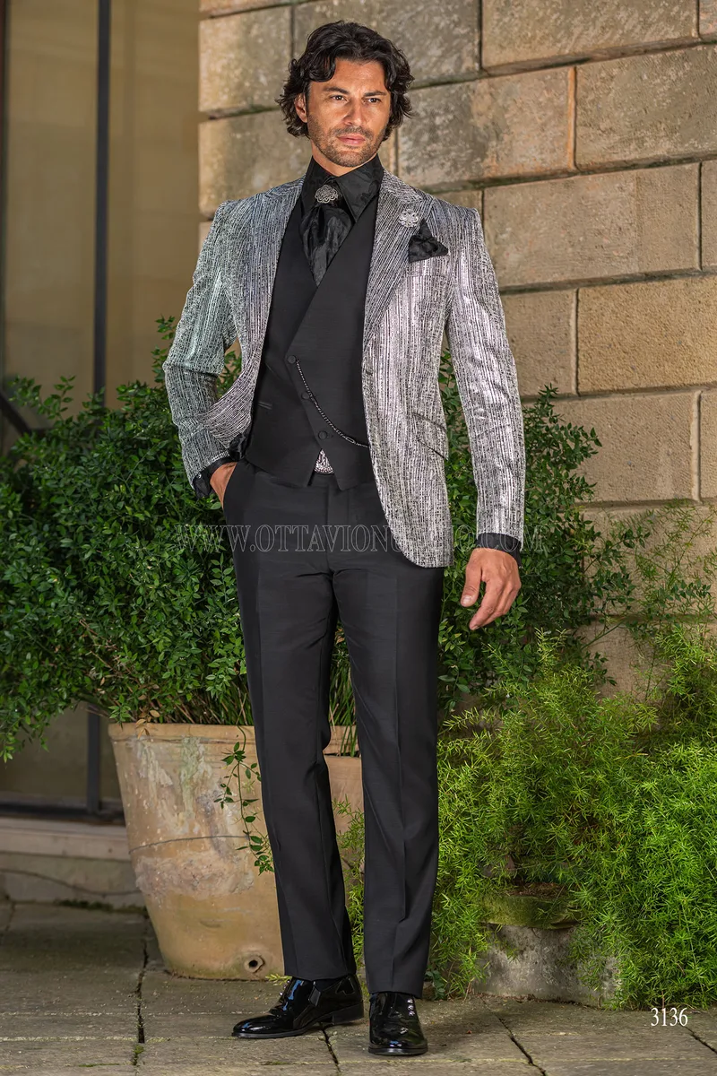 Blazer da uomo argento e nero 4