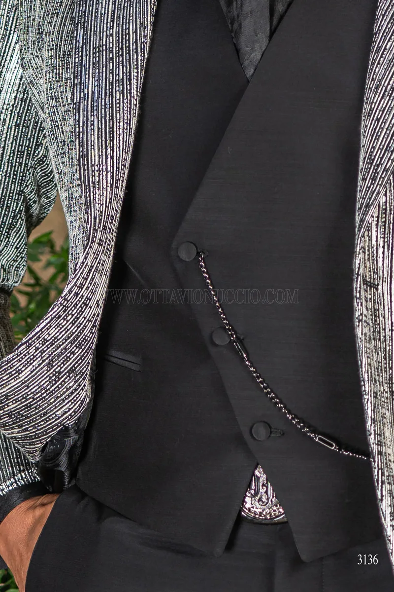 Blazer da uomo argento e nero 5