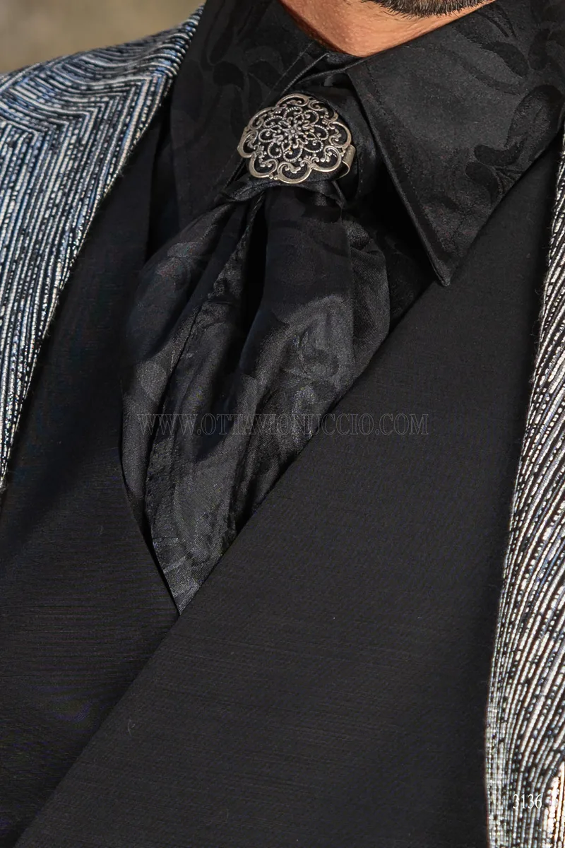 Blazer da uomo argento e nero 6