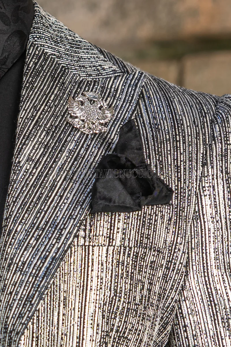 Blazer da uomo argento e nero 7