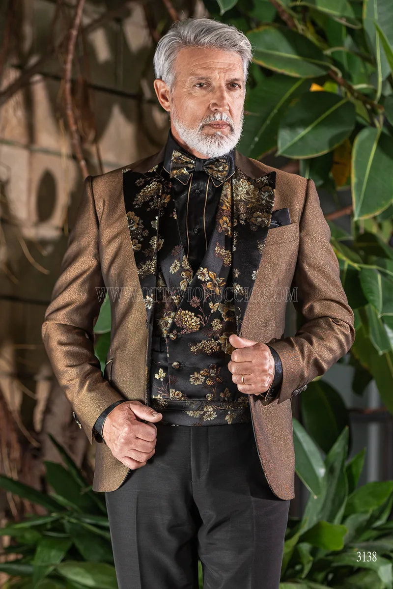 Blazer da uomo bronzo lamé per eventi di lusso 1