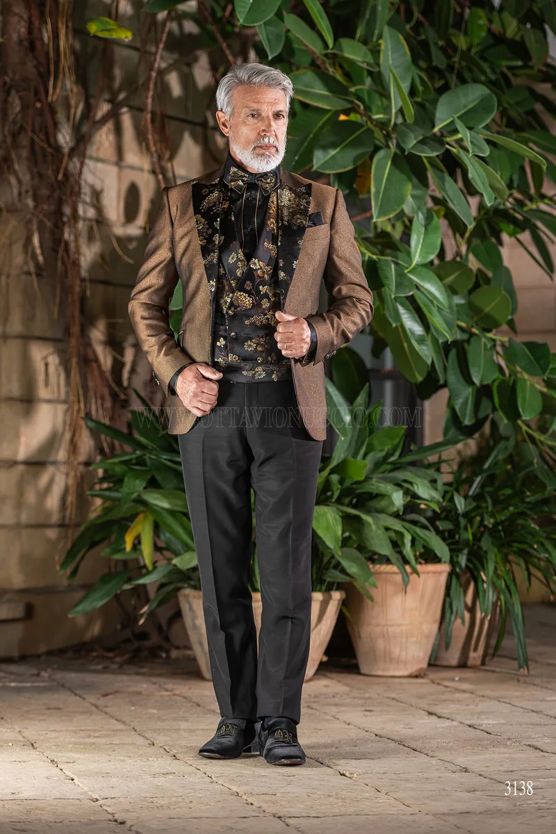Blazer da uomo bronzo lamé per eventi di lusso 2