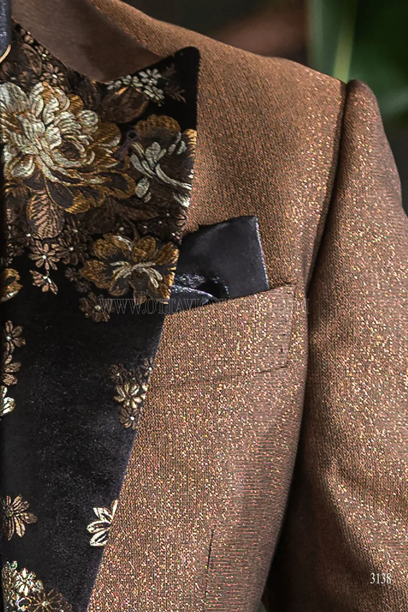 Blazer da uomo bronzo lamé per eventi di lusso 5