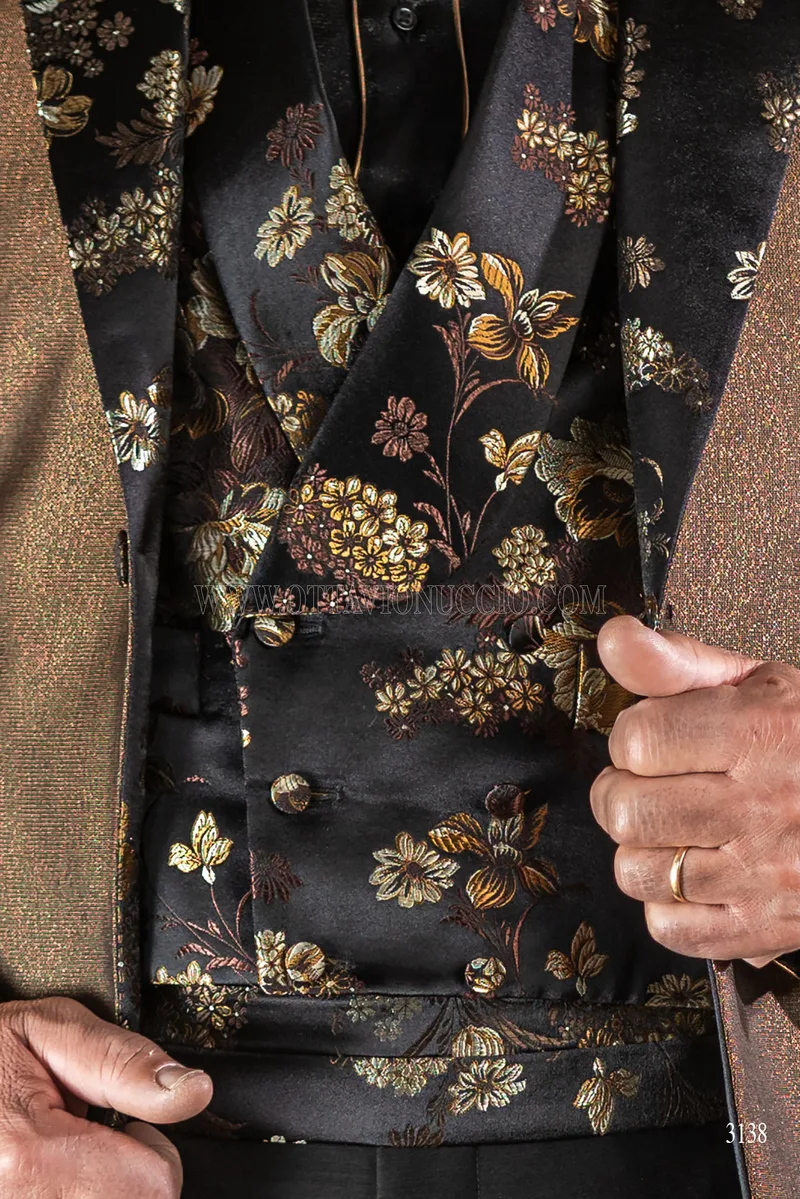 Blazer da uomo bronzo lamé per eventi di lusso 3