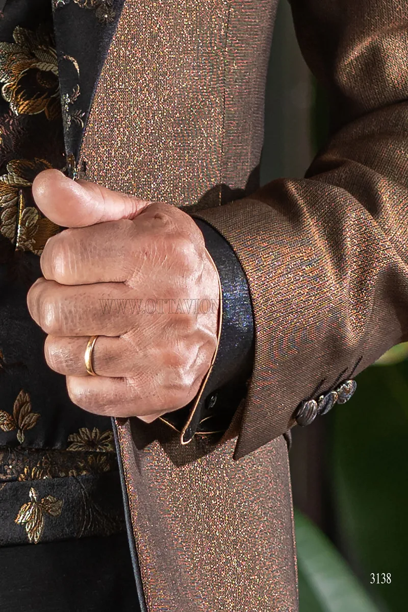 Blazer da uomo bronzo lamé per eventi di lusso 6