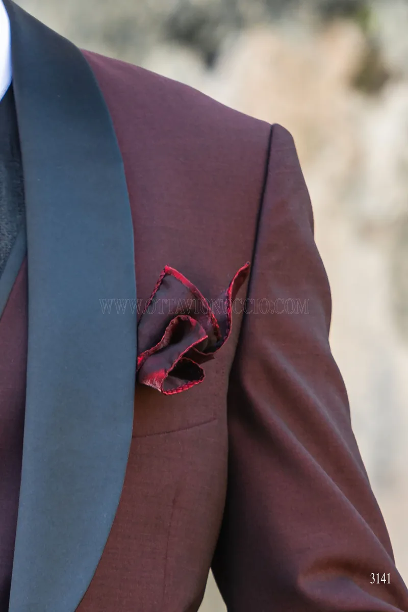 Smoking uomo bordeaux per matrimonio stile rock 6