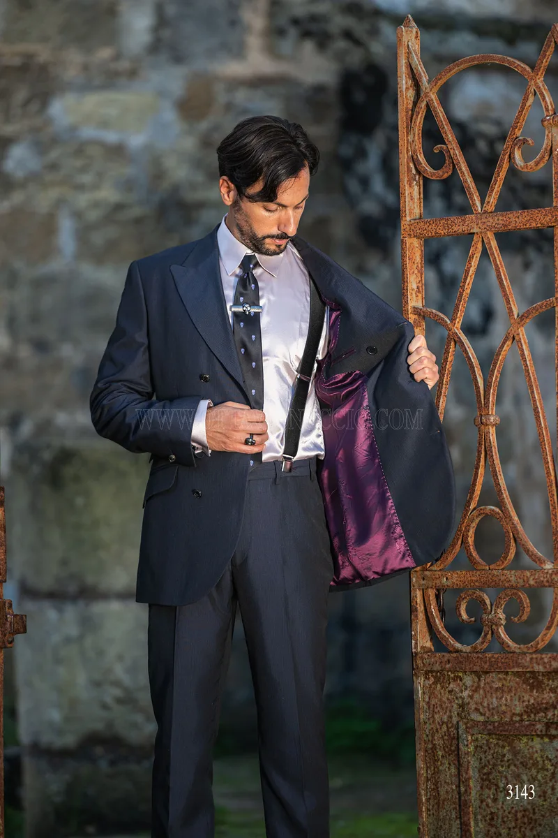 Abito uomo doppiopetto moderno blu 3