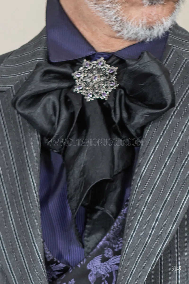 Frack uomo sposo steampunk gessato grigio 4