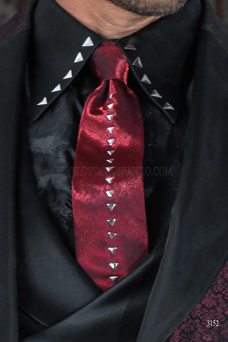 Frac steampunk damascato bordeaux da sposo 5