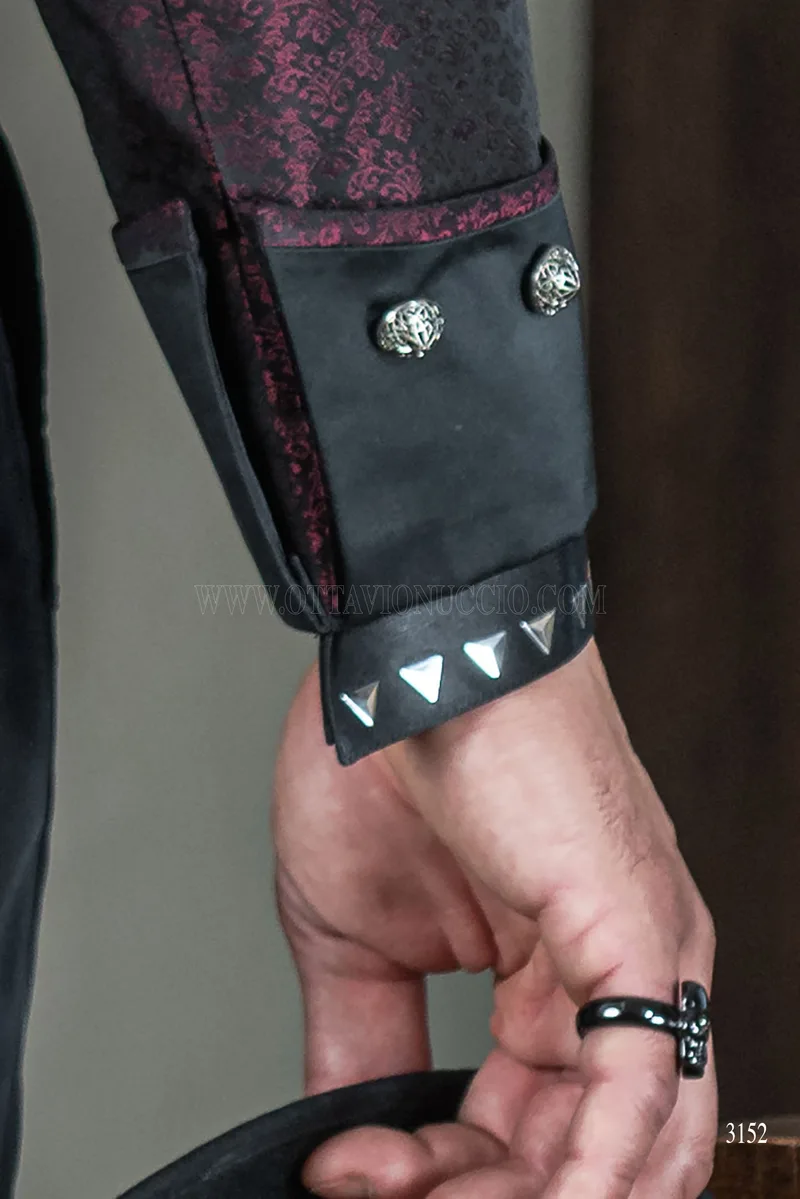 Frac steampunk damascato bordeaux da sposo 8
