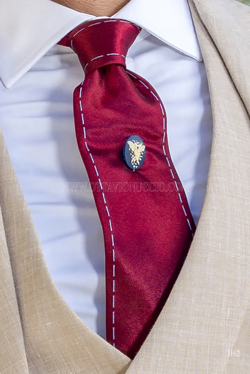 Abito Tre Pezzi Sartoriale in Misto Lino – Beige Sabbia 4
