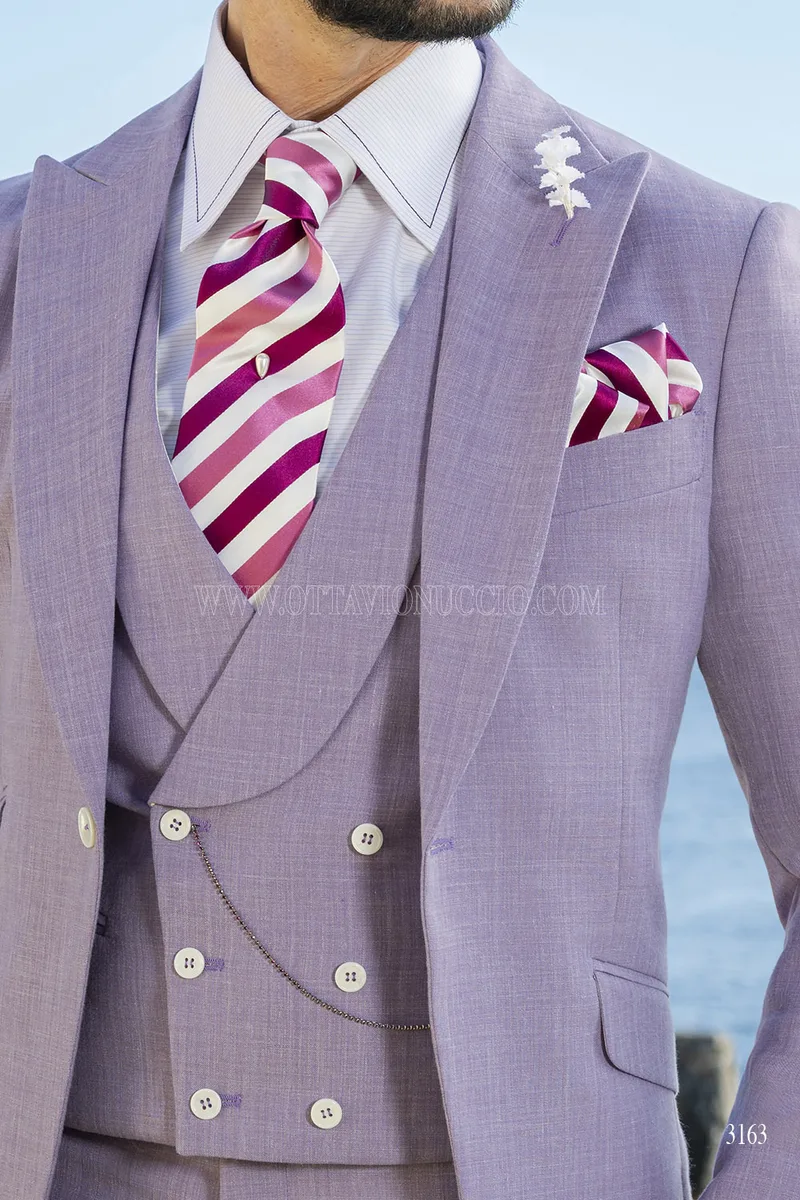Abito Tre Pezzi Sartoriale in Misto Lino – Lavanda 3