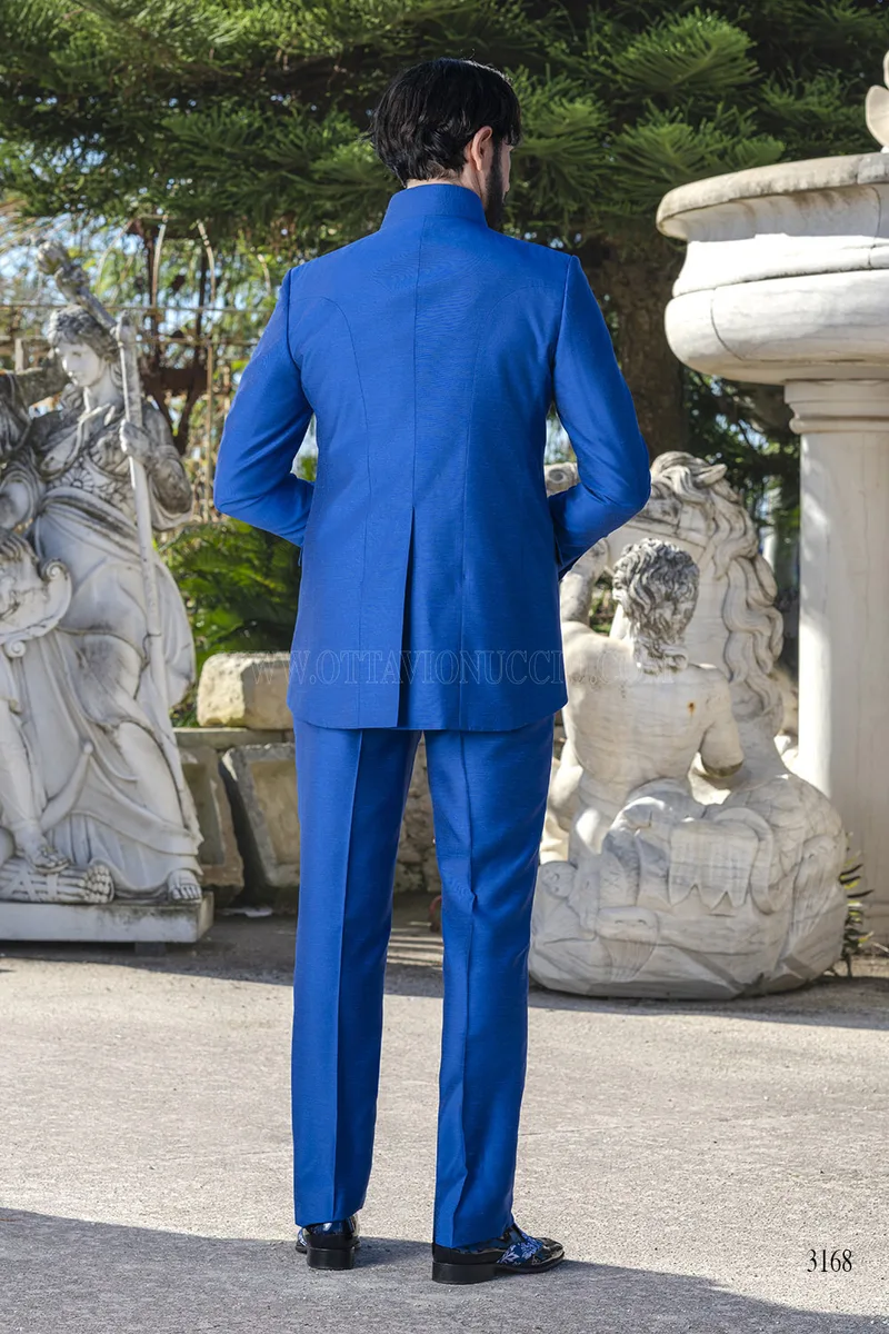 Abito Sposo Coreana in Shantung Blu Royal – fi-dietro