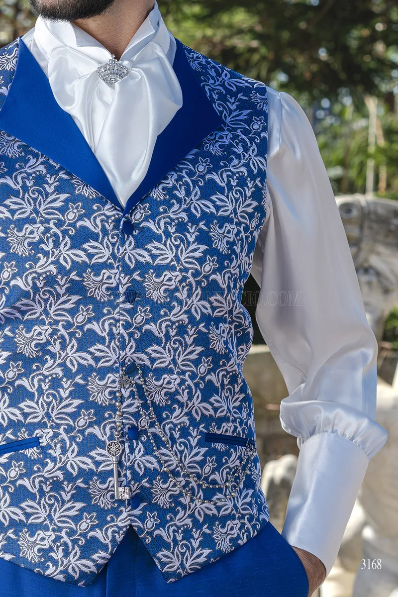 Abito Sposo Coreana in Shantung Blu Royal 5