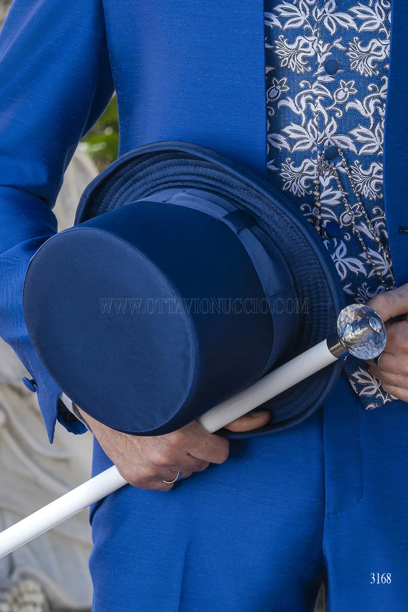 Abito Sposo Coreana in Shantung Blu Royal 8