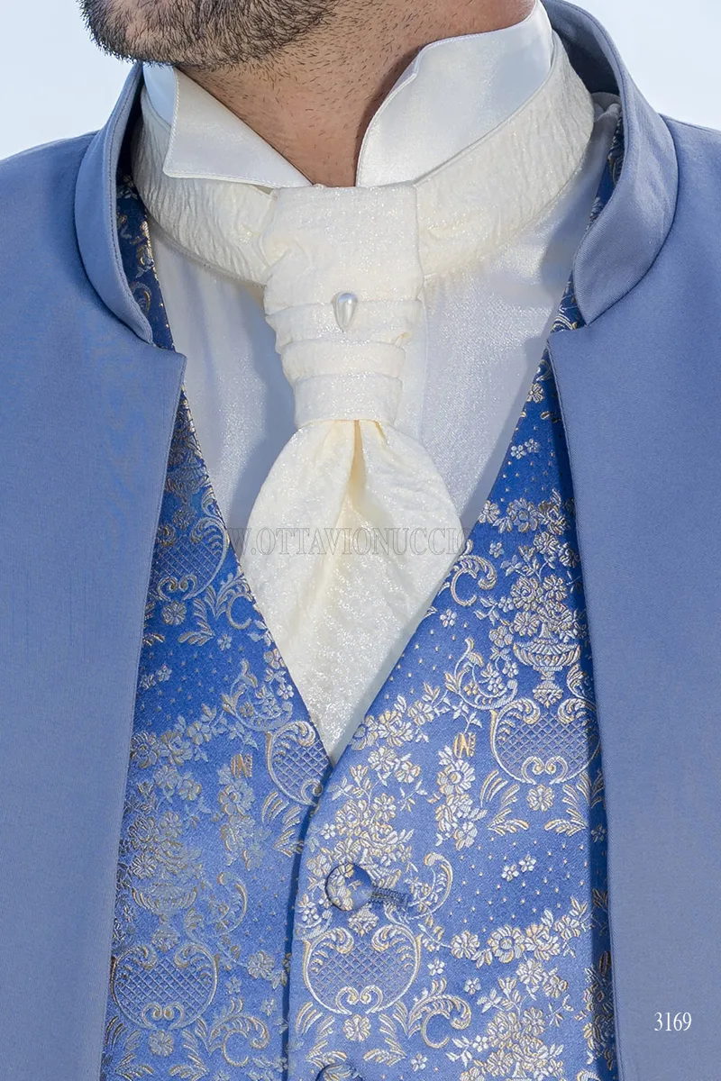 Abito Sposo Luxury Celeste in Cotone - Modello Coreana 4