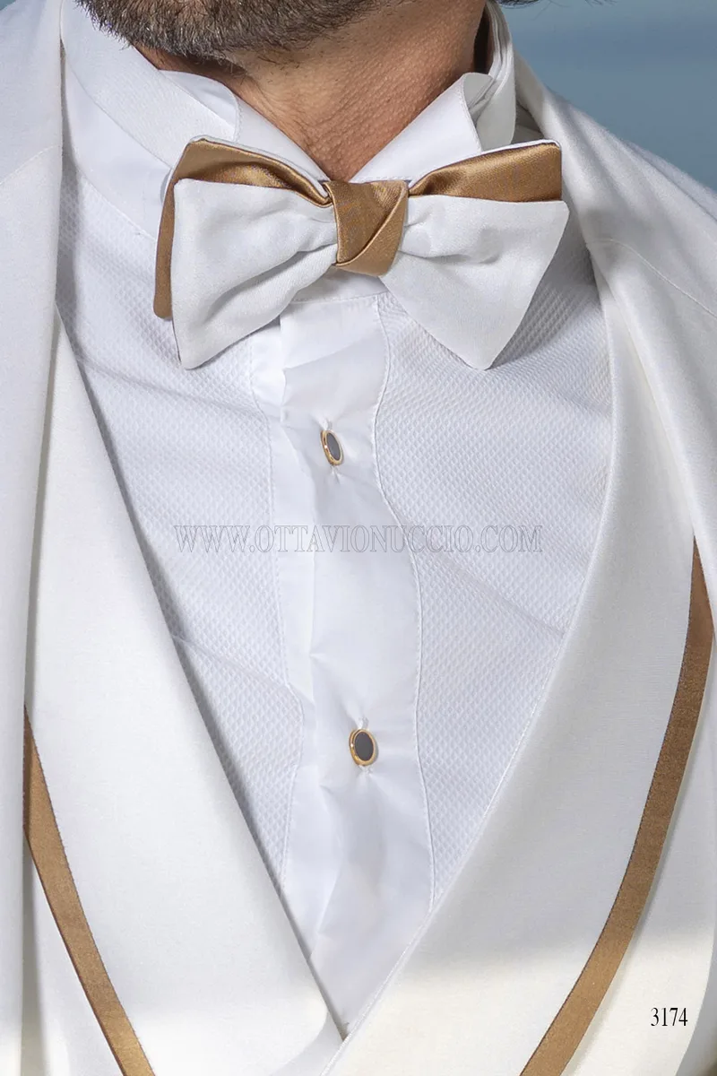 Abito Cerimonia Uomo Bianco con Dettagli Oro - Luxury Summer Edition 4