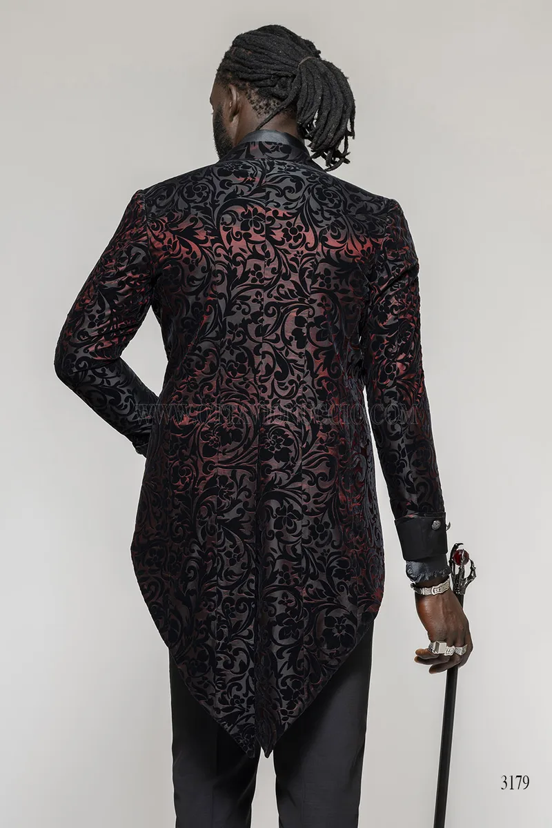 Frac Steampunk in Velluto Broccato - Nero e Bordeaux - Limited Edition – pa-dietro
