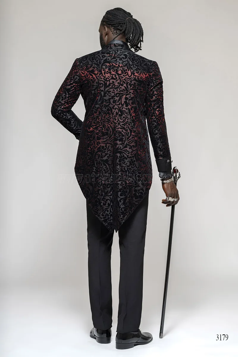 Frac Steampunk in Velluto Broccato - Nero e Bordeaux - Limited Edition – fi-dietro